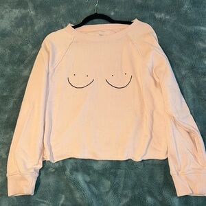 aerie Smiley boobs cropped sweatshirt